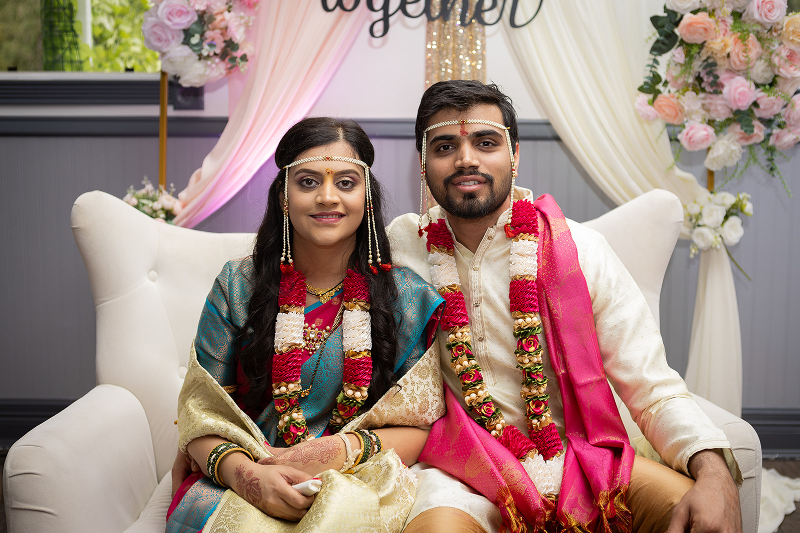 An elegant wedding couple portrait