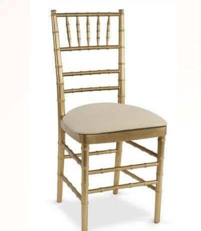 Gold Chiavari chair with cream cushion