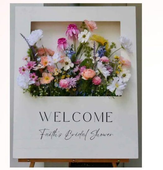 Framed wildflower welcome sign