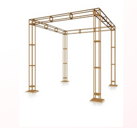 Gold metal mandap frame structure