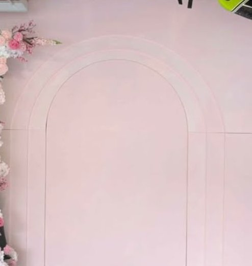 Blush pink arched wood backdrop panel